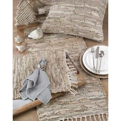 Kirklands Home Leather and Cotton Chindi Placemats, Set of 4 Tan Hot