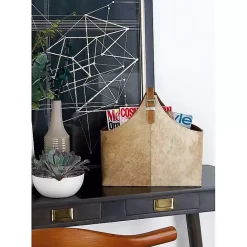 Baskets & Boxes>Kirklands Home Leather Hide Modern Magazine Rack Basket