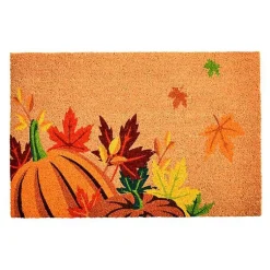 Fall>Kirklands Home Leaves and Pumpkins Fall Coir Doormat