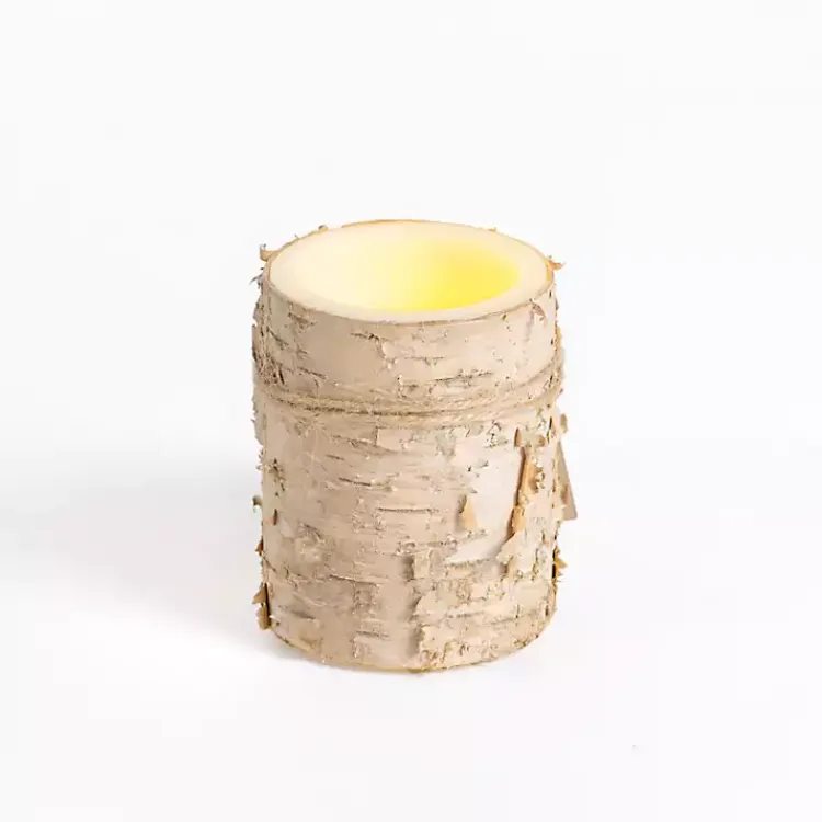 Flameless Candles>Kirklands Home LED Birch Tree Bark Pillar Candle, 3x4 Brown