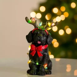 Christmas Decorations>Kirklands Home LED Christmas Lights Black Lab Statue