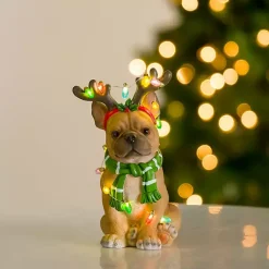 Christmas Decorations>Kirklands Home LED Christmas Lights Bulldog Statue