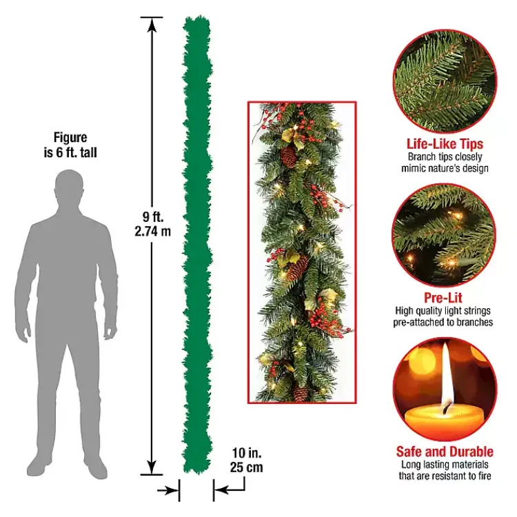 Christmas Arrangements & Garland>Kirklands Home LED Classic Collection Christmas Garland