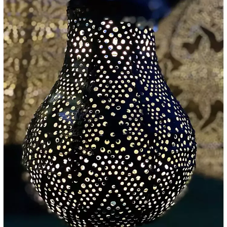 Kirklands Home LED Dark Bulb Outdoor Hanging Lantern Blue Outlet
