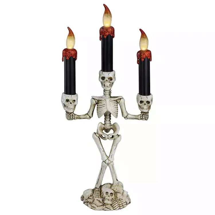 Halloween>Kirklands Home LED Dripping Skeleton Halloween Candelabra