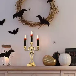 Halloween>Kirklands Home LED Dripping Skeleton Halloween Candelabra
