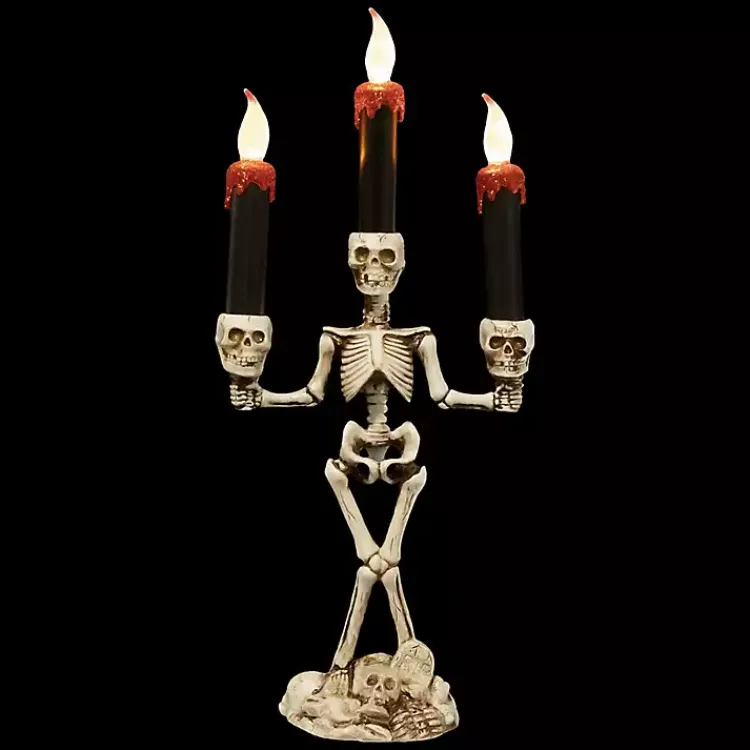 Halloween>Kirklands Home LED Dripping Skeleton Halloween Candelabra