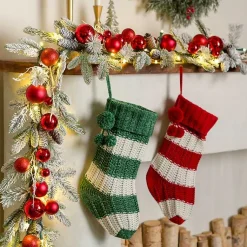 Arrangements & Greenery>Kirklands Home LED Flocked Red Ornament Christmas Garland