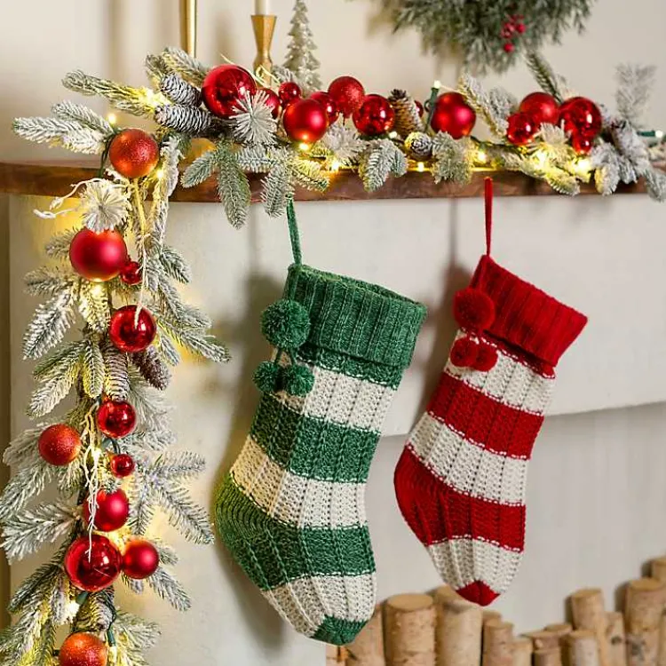 Arrangements & Greenery>Kirklands Home LED Flocked Red Ornament Christmas Garland