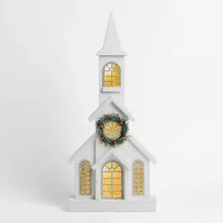 Christmas Decorations>Kirklands Home LED Flocked Christmas Church Statue White