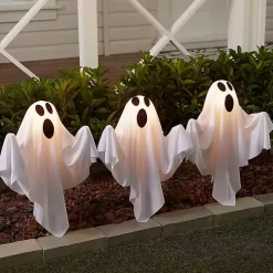 Halloween>Kirklands Home LED Ghost Lawn Stakes, Set of 6 White