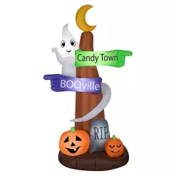 Halloween>Kirklands Home LED Ghost Street Sign Halloween Inflatable, 8 ft.