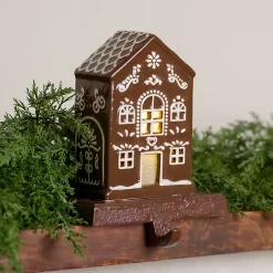 Christmas Stockings & Stocking Holders>Kirklands Home LED Gingerbread House II Stocking Holder Brown