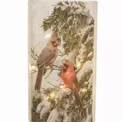 Christmas Art & Wall Decor>Kirklands Home LED Glass Cardinals Christmas Wall Plaque