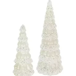 Christmas Decorations>Kirklands Home LED Glass Cone Snowy Trees, Set of 2