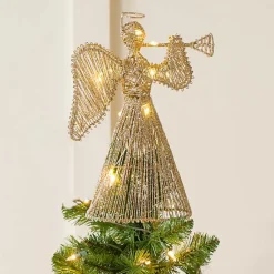 Christmas Tree Decorations>Kirklands Home LED Angel Tree Topper Gold