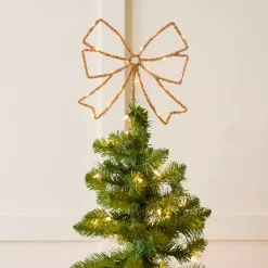 Christmas Tree Decorations>Kirklands Home LED Bow Christmas Tree Topper Gold