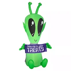 Halloween>Kirklands Home LED Alien Halloween Inflatable, 7 ft. Green