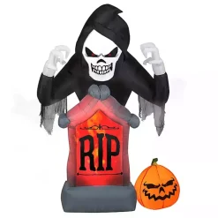 Halloween>Kirklands Home LED Grim Reaper Outdoor Halloween Inflatable