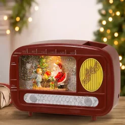 Christmas Decorations>Kirklands Home LED Holiday Radio Water Globe Red