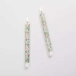 Flameless Candles>Kirklands Home LED Holly Taper Candles, Set of 2