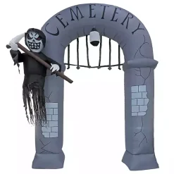 Halloween>Kirklands Home LED Inflatable Cemetery Arch Decoration Gray
