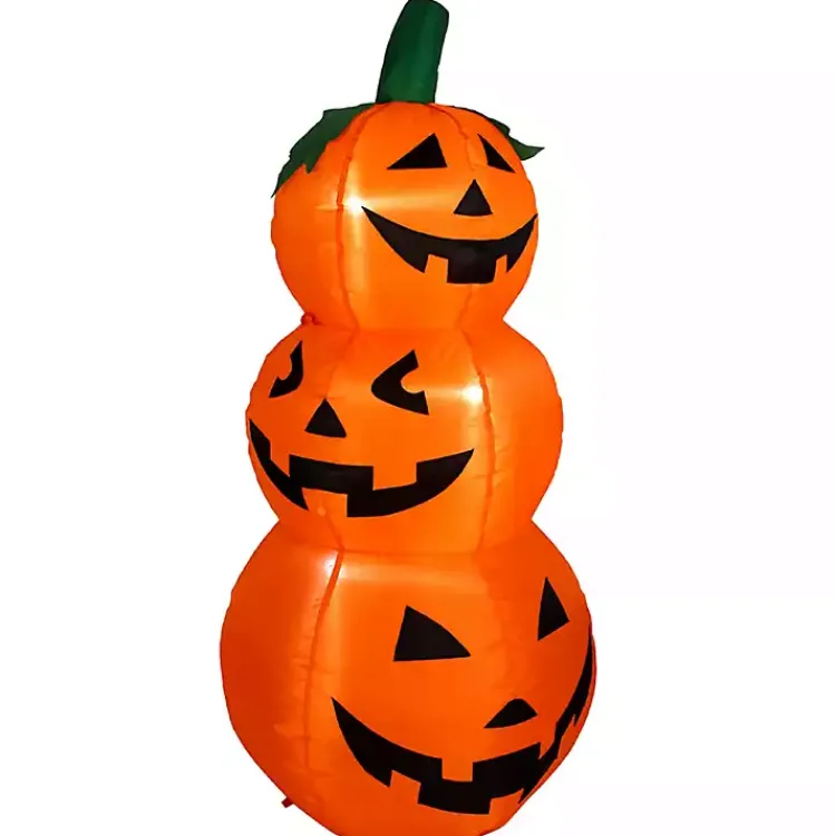 Halloween>Kirklands Home LED Jack O Lantern Trio Outdoor Inflatable Orange