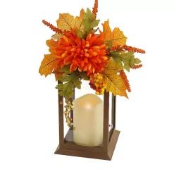Fall>Kirklands Home LED Mums and Berries Harvest Lantern