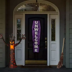 Halloween>Kirklands Home LED Orange & Black Haunted Halloween Tree, 4 ft.