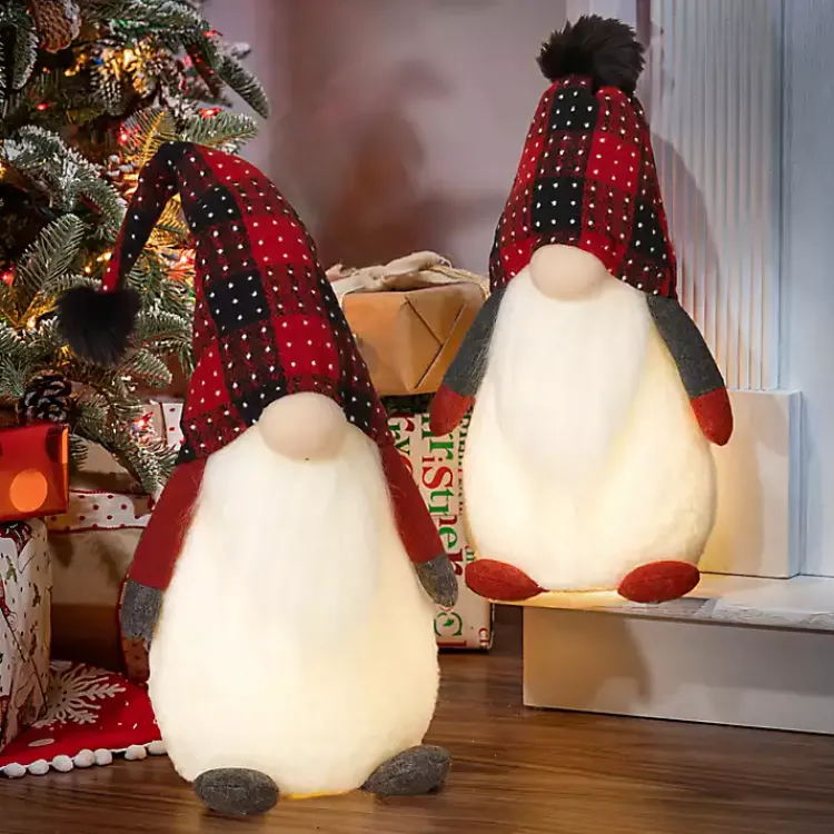 Christmas Decorations>Kirklands Home LED Plush Gnome Christmas Decorations, Set of 2