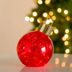 Christmas Decorations>Kirklands Home LED Mercury Glass Ornament, 10 in. Red