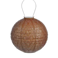 Kirklands Home LED Round Copper Outdoor Hanging Lantern Orange Online