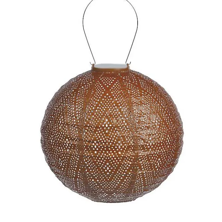 Kirklands Home LED Round Copper Outdoor Hanging Lantern Orange Online