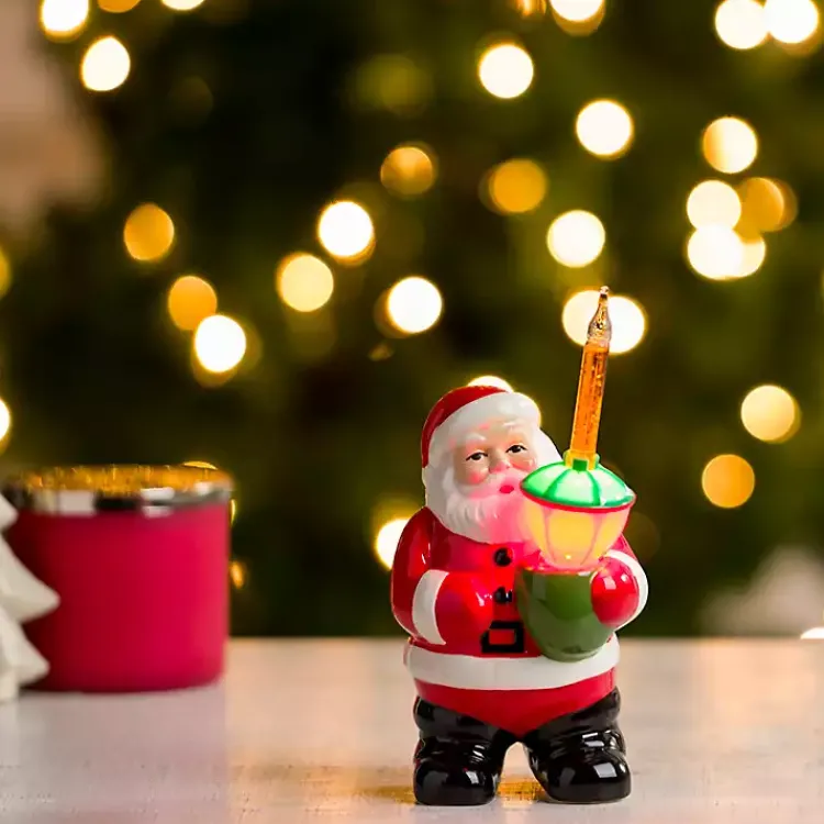 Christmas Decorations>Kirklands Home LED Santa with Bubble Light Figurine Red