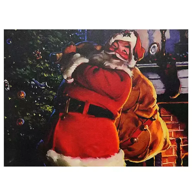 Christmas Art & Wall Decor>Kirklands Home LED Santa with Gifts Canvas Art Print