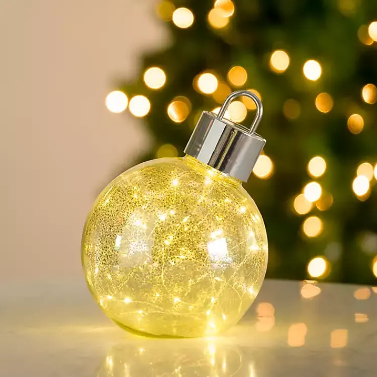 Christmas Decorations>Kirklands Home LED Mercury Glass Ornament, 10 in. Silver
