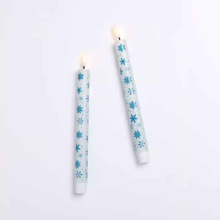 Flameless Candles>Kirklands Home LED Snowflake Taper Candles, Set of 2