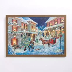 Christmas Art & Wall Decor>Kirklands Home LED Snowy Street Scene Framed Art Print