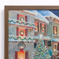 Christmas Art & Wall Decor>Kirklands Home LED Snowy Street Scene Framed Art Print