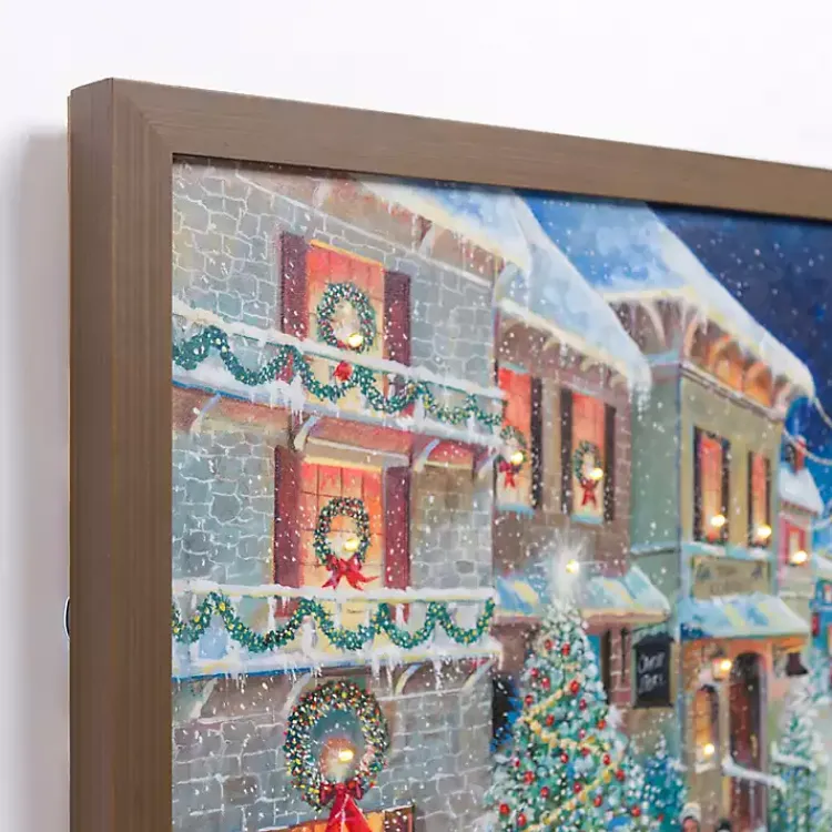 Christmas Art & Wall Decor>Kirklands Home LED Snowy Street Scene Framed Art Print