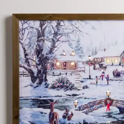 Christmas Art & Wall Decor>Kirklands Home LED Snowy Village Scene Canvas Art Print