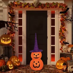 Halloween>Kirklands Home LED Stacked Jack O Lanterns Outdoor Decoration Orange