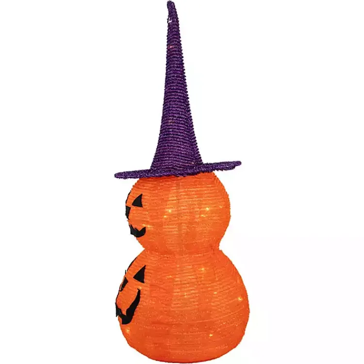 Halloween>Kirklands Home LED Stacked Jack O Lanterns Outdoor Decoration Orange