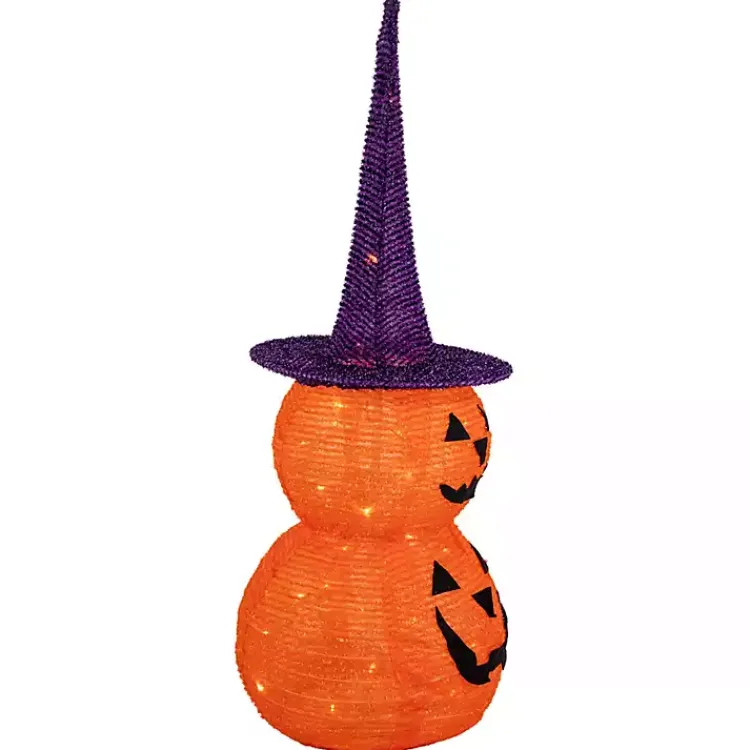 Halloween>Kirklands Home LED Stacked Jack O Lanterns Outdoor Decoration Orange