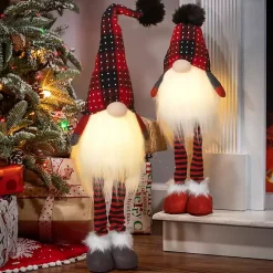 Christmas Decorations>Kirklands Home LED Standing Plush Gnome Decorations, Set of 2