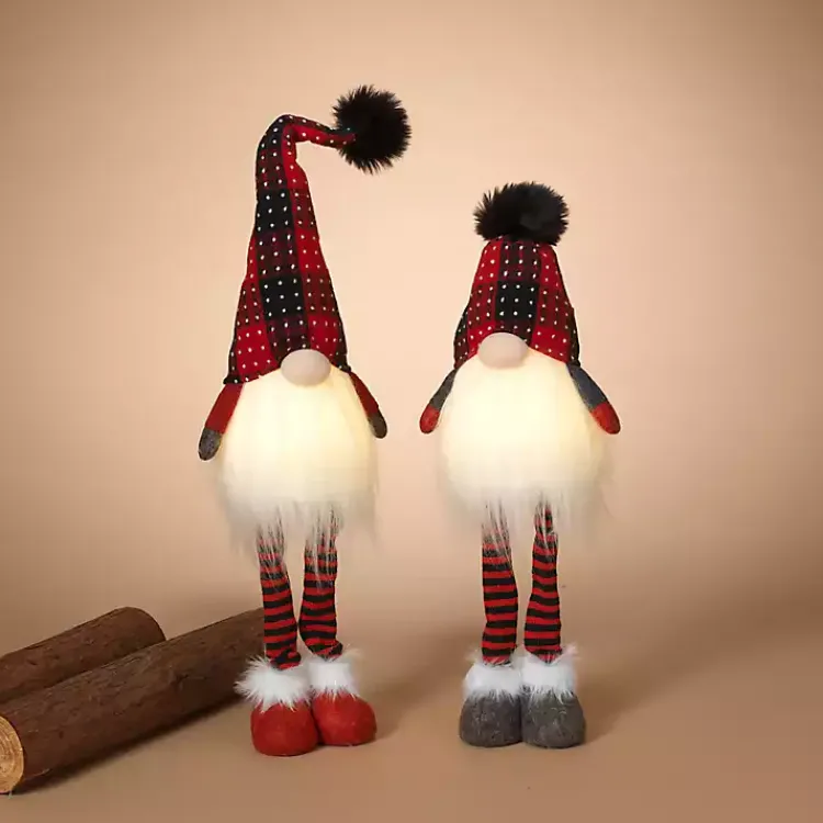 Christmas Decorations>Kirklands Home LED Standing Plush Gnome Decorations, Set of 2