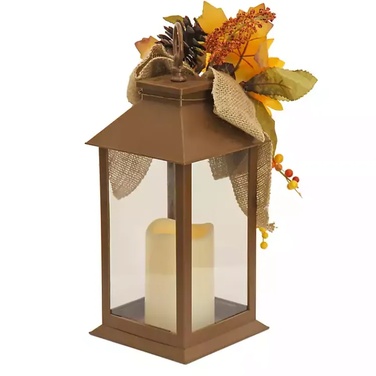 Fall>Kirklands Home LED Sunflower and Burlap Bow Lantern