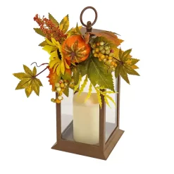 Fall>Kirklands Home LED Sunflower and Pumpkin Lantern