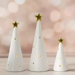 Christmas Decorations>Kirklands Home LED Ceramic Christmas Trees, Set of 3 White