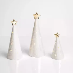 Christmas Decorations>Kirklands Home LED Ceramic Christmas Trees, Set of 3 White
